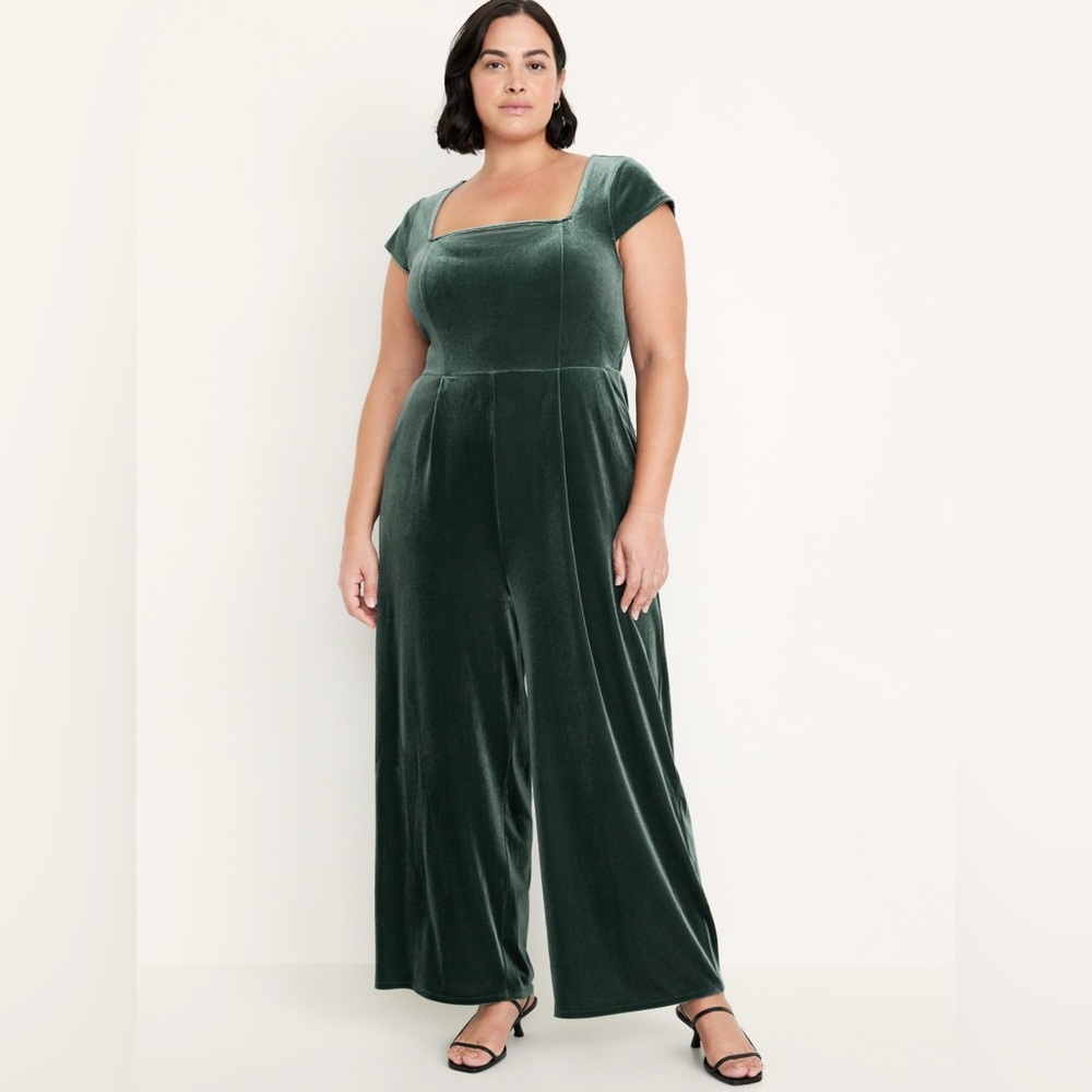 Old Navy Velvet Jumpsuit Green Fit and Flare Women’s Plus Size 2XL